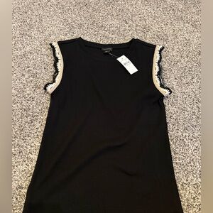 Ann Taylor Black Top with Cream Trim